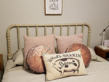 HYSEAS Decorative Round Throw Pillow, 3D Digital Print Comfortable Kids Funny Cute Wood Log Forest Decor Seat Cushion for Home, Couch, Sofa, Bedroom, Living Room, Dark Gray Stump, 2 Pack