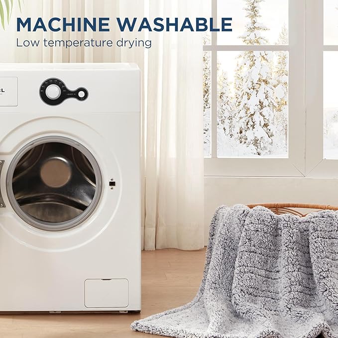Westinghouse Electric Blanket Throw Size, Soft Plush Sherpa Heated Blanket with 6 Heating Levels & 2-10 Hours Auto-Off, Machine Washable, 50x60 inches, Charcoal