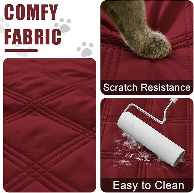 Smiry Waterproof Dog Bed Cover Blanket 52x82, Soft Reversible Pet Blanket, Washable Leakproof Cats Dogs Couch Cover for Sofa, Couch, Furniture, Wine Red/Beige
