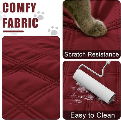 Smiry Waterproof Dog Bed Cover Blanket 40x70, Soft Reversible Pet Blanket, Washable Leakproof Cats Dogs Couch Cover for Sofa, Couch, Furniture, Wine Red/Beige