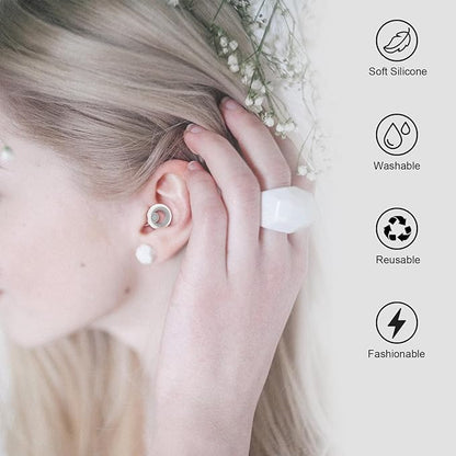 Ear Plugs for Sleeping Noise Cancelling 2 Sets, Reusable Earplugs Hearing Protection 30dB, Soft Silicone Ear Plugs for Concerts, Party, Focus - 8 Pairs Ear Tips in XS/S/M/L - White