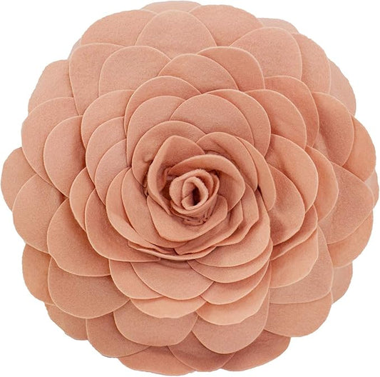 Fennco Styles Eva's Flower Garden Decorative Filled Throw Pillow 13" Round - Rose Floral Accent Pillow for Home, Couch, Bed, Living Room, Holiday and Office Décor