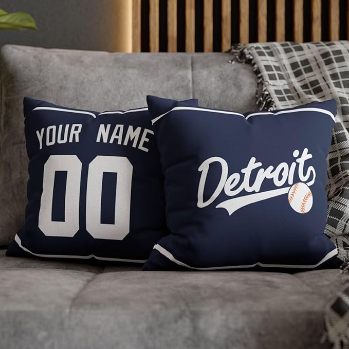 ANTKING Detroit Throw Pillow 2 Packs Custom Name and Number for Men Women Boy Personalized Gifts