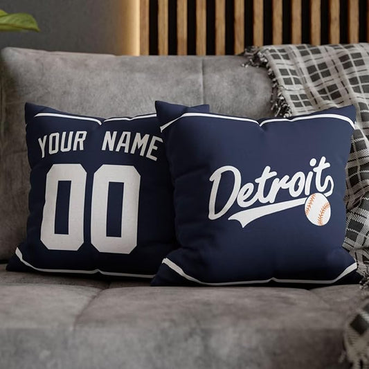 ANTKING Detroit Throw Pillow 2 Packs Custom Name and Number for Men Women Boy Personalized Gifts