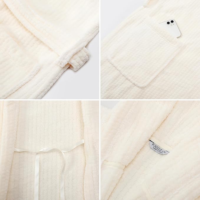 Men's Bathrobes with Hood, Soft Long Towel Robe for Men - Super Absorbent Quick Dry yet Warm