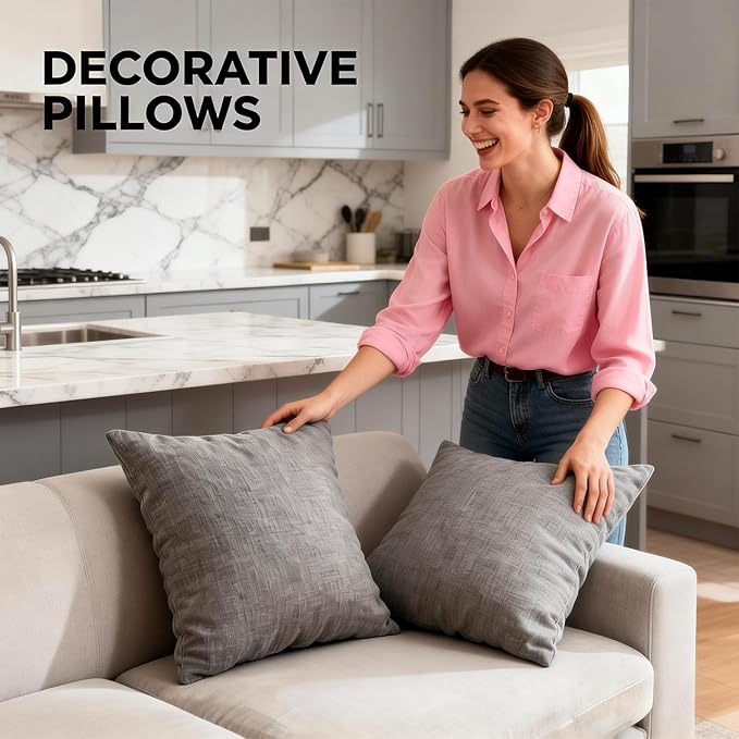 Decorative Couch Pillow Covers SofaThrow pillows with inserts included Bohemian-Style Country Cushion Cover Suitable for Beds, Sofas, Living Rooms, and Home Decor 2pack 18X18 inch.(Nordic Grey)