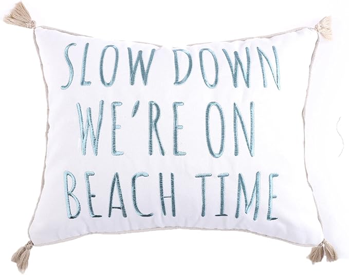 Levtex home Stone Harbor Decorative Pillow (14x18in.) - Beach Time - Blue, White, and Beige