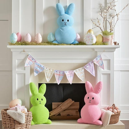 4 Pcs 17 Inches Colorful Easter Pillows Bunny Rabbit Throw Pillows Soft Rabbit Plush Hugging Pillow Cute Bunny Stuffed Cushion Gift for Easter Sofa Couch Living Room Bedroom Home Office Decor