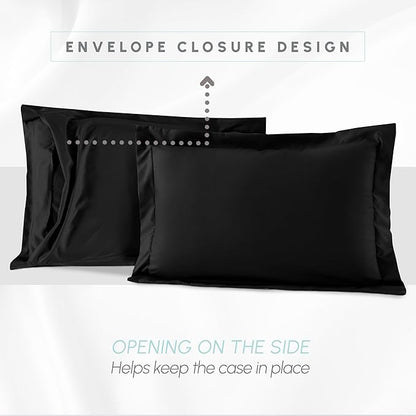 Elegant Comfort 3-Piece Box Stitched Down Alternative Comforter with Shams - Ultra Soft for All Season Duvet Insert with Corner Tabs, Plush Cozy 3PC Comforter Set, Oversize King, Black