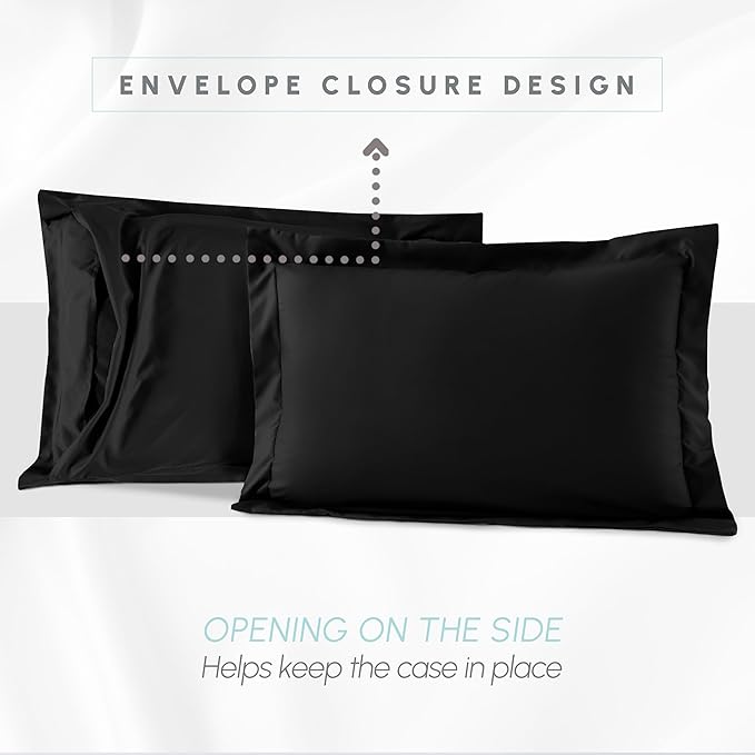 Elegant Comfort 3-Piece Box Stitched Down Alternative Comforter with Shams - Ultra Soft for All Season Duvet Insert with Corner Tabs, Plush Cozy 3PC Comforter Set, Full, Black