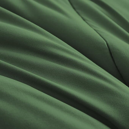 Maple&Stone Full Size Comforter Set 7 Pieces Bed in a Bag - Down Alternative Bed Set with Sheets, Pillowcases & Shams, Soft Reversible Duvet Insert, Olive Green