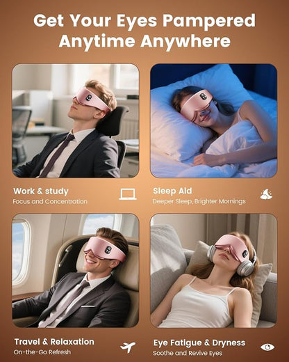 Anydance Heated Eye Mask - Cordless Eye Mask for Dry Eyes, Eye Relief, Improved Sleep, Timed Shutdown, 4 Temperature, Washable Eye Heating Pad for Travel, Removable for Cleaning - Dark Pink