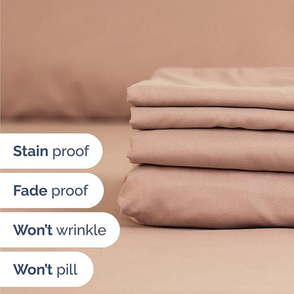 Twin 4 Piece Sheet Set - Comfy Breathable & Cooling - Ultra Soft Hotel Luxury Bedding Set with 8-16 Inch Deep Pockets - 1 Flat & 1 Fitted Sheet & 2 Pillowcases - Cozy, Wrinkle Free & Easy Care - Mauve