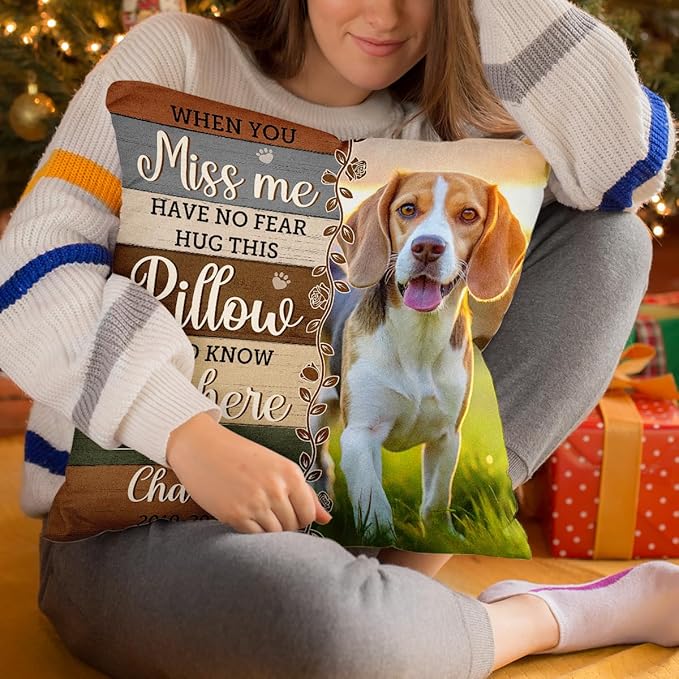 Pawfect House Custom Photo Hug This Pillow and Feel Me Here, Personalized Pet Memorial Throw Pillow (Insert Included), Pet Memorial Gifts for Dogs, Cat Remembrance Gifts, Dog Loss Sympathy Gift