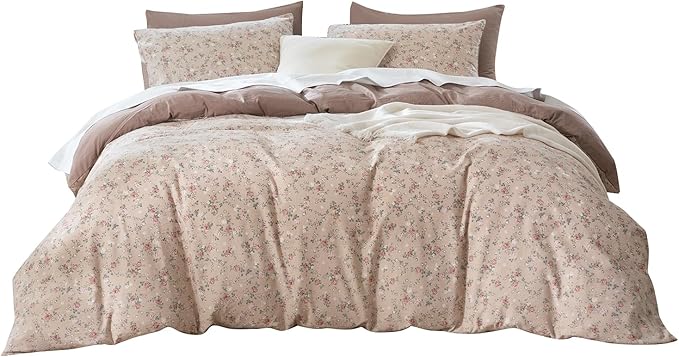Comforter Queen Set Floral 3 Pieces Soft Cute Fresh Floral Bedding Lightweight Garden Style Floral Botanical Comforter for All Seasons and 2 Pillowcases
