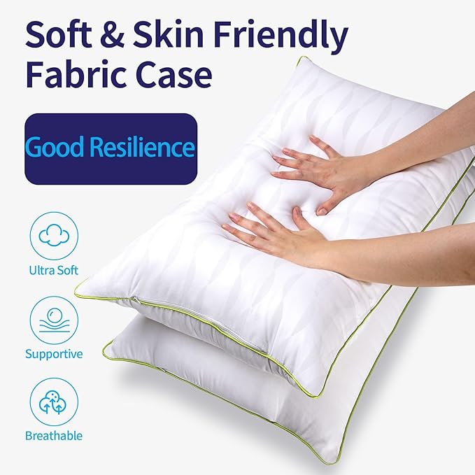 Bed Pillows Queen Size Set of 4,for Sleeping, Adjustable Queen Pillows 4 Pack with Zipper, Cooling Hotel Quality with Premium Soft Down Alternative Fill