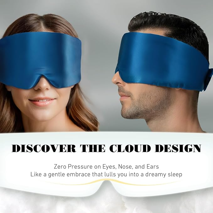 Joyhabit Silk Sleep mask | 100% Mulberry for Women Men Ultra Soft Blackout Eye Cover with Adjustable Band, Breathable No Eye Pressure, Ideal for Sleep, Travel, Naps & Meditation, Royal Blue