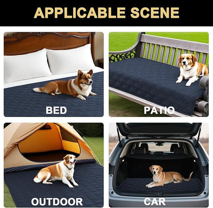PrinceDeco Waterproof Couch Cover for Dogs Washable Dog Blanket for Bed Couch Sofa Outdoor Bed Cover with Anti-Slip Back(32x82 Inch,Navy)