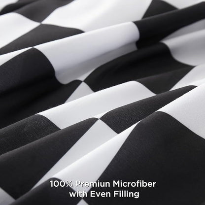Andency Checkered Comforter Twin(66x90Inch), Black White Plaid Gingham Buffalo Grid Bedding Comforter Sets for Boys Kids Teens, 2 Pieces Lightweight Microfiber Geometric Preppy Bed Set