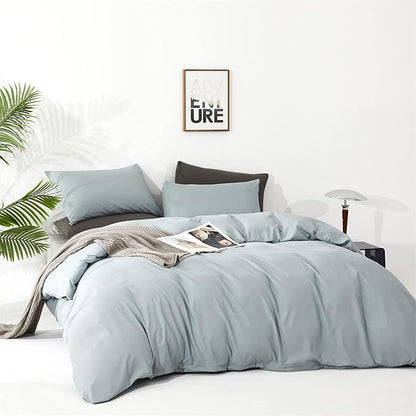 CLOTHKNOW Light Blue Full Size Comforter Sets Blue Bedding Comforter Sets Soft All Season Comforter with 2 Pillow Cases Women Men Bedding
