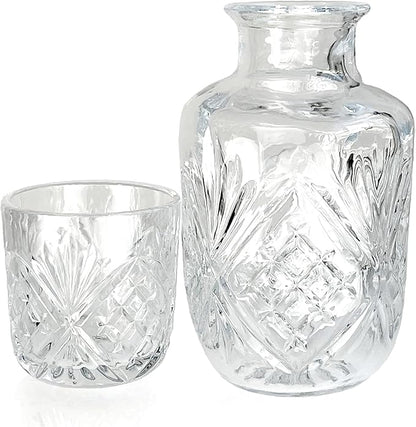 Lily's Home 18 oz Water Carafe, Bedside Water Carafe for Nightstand or Guest Bedroom, Clear Mouthwash Dispenser for Bathroom, Stay Hydrated Convenient Carafe