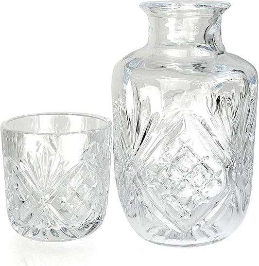 Lily's Home 18 oz Water Carafe, Bedside Water Carafe for Nightstand or Guest Bedroom, Clear Mouthwash Dispenser for Bathroom, Stay Hydrated Convenient Carafe