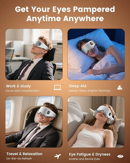 Anydance Heated Eye Mask - Cordless Eye Mask for Dry Eyes, Eye Relief, Improved Sleep, Timed Shutdown, 4 Temperature, Washable Eye Heating Pad for Travel, Removable for Cleaning - Grey