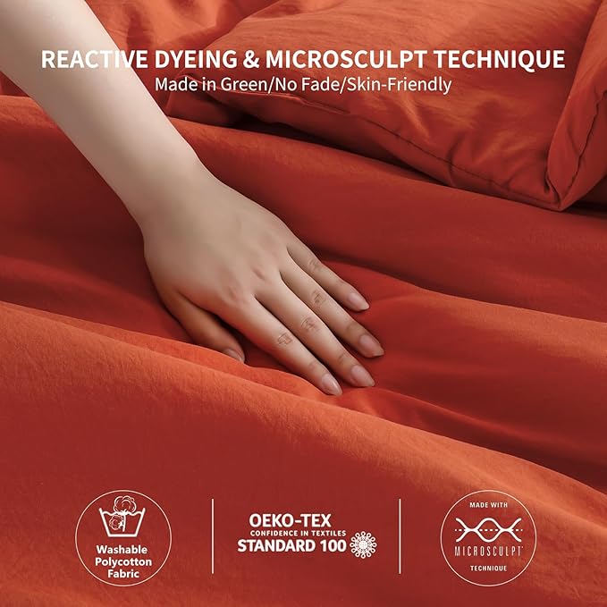 COTTEBED Pumpkin Orange Comforters Set King Size Bed, Ultra-Soft Cal California King Bedding Blanket Clearance Prime Down Alternative Eastern Modern Solid Lightweight for All Season,Bright Orange