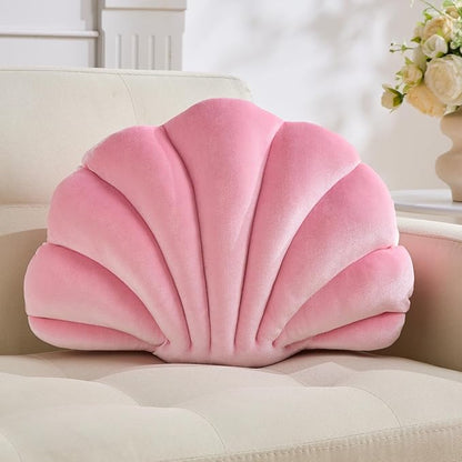 Shell Pillow，Seashell DecorativeThrow Pillow Light Pink Seashell Shaped Pillows 13x10 Inch Room Decor Cute Pillows for Couch Bed
