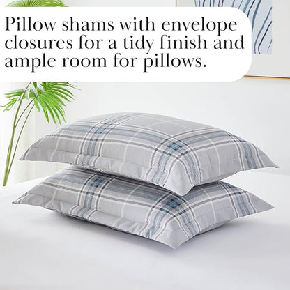 Southshore Fine Living, Inc. Vilano Plaid Collection - Twin Bed Comforter Set, Dorm Premium Bedding, All-Season Down Alternative Lightweight, Oversized 2-Piece Soft Comforter Set, Twin/XL, Grey