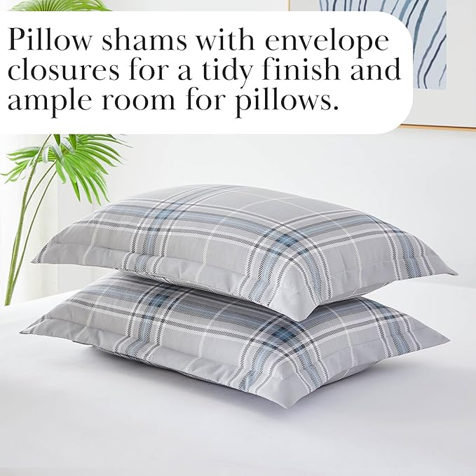 Southshore Fine Living, Inc. Vilano Plaid Collection - Full/Queen Comforter Set, Premium Quality, All-Season Down Alternative, Easy Care, Oversized 3-Piece Comforter Set, Full/Queen, Grey