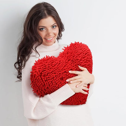 Barydat 2 Set 17 Inch Red Heart Shaped Pillows Valentines Heart Throw Pillows Decorations for Valentine Gift Living Room Sofa Office Sofa Cars Chairs (Red,White)