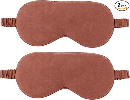 HBHLFZ Sleep Mask 2 Pack - Bamboo Viscose Fiber Sleeping Eye Mask - with Elastic Band/Headband - Comfort Sleeping Shade - for Nighttime Sleeping, Traveling & Napping（Red Curry）