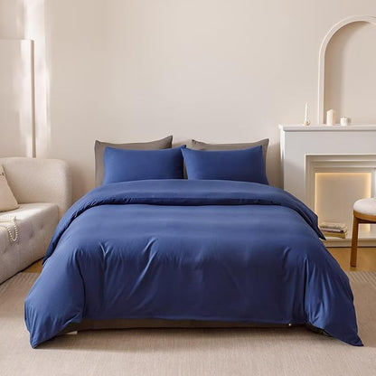Cottonight Royal Blue Comforter Sets King Dark Blue Bedding Comforter King Size Quilts Blanket Ultra Soft Breathabe Solid Bedding Set for Women Men