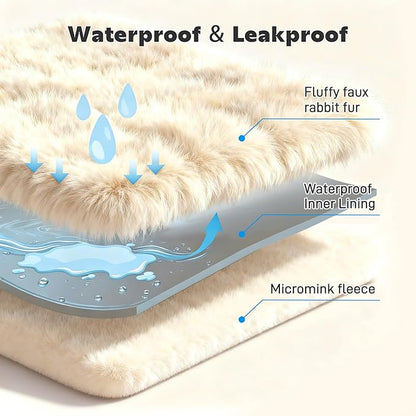Waterproof Dog Blanket for Sofa Bed Couch, Couch Cover Blanket Fluffy Faux Rabbit Fur Reversible Furniture Protection, Pet Blanket for Medium Large Dogs Cats