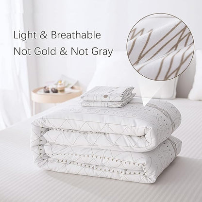 White Geometric Comforter Sets Queen, Boho Bedding Aztec Striped Arrow Pattern,Lightweight Soft Microfiber Down Alternative Comforter Bed Set