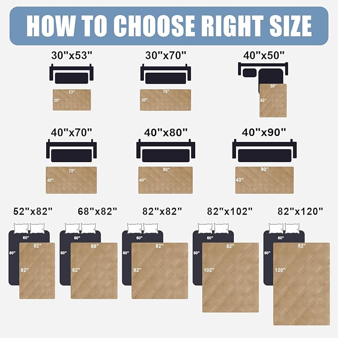 Smiry Waterproof Dog Bed Cover Blanket 68x82, Soft Reversible Pet Blanket, Washable Leakproof Cats Dogs Couch Cover for Sofa, Couch, Furniture, Camel/Camel
