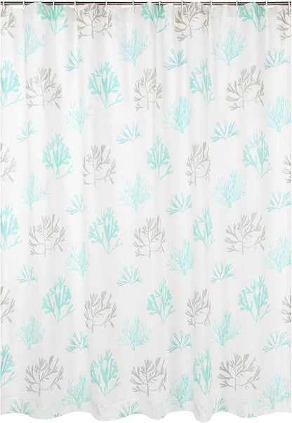 Levtex Home - Stone Harbor - Shower Curtain (72x72in.) with Button Holes - Striped Coastal - Light Blue, Taupe, & Cream