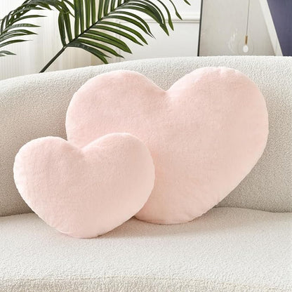 Petrella Heart Pillow Cute Fuzzy Pillows Throw Pillows for Bed Livingroom Home Decor Cushion Decorative Aesthetic Preppy Pillows Pink2,Large 19"x15"