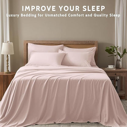 Twin Sheets Set - 4 Piece Soft Microfiber and Wrinkle Free Sheets - Easy Care, Extra Soft, Cooling Sheets - 1 Deep Pocket Fitted Sheet 1 Flat Sheet and 2 Pillowcases (Twin Baby Pink)