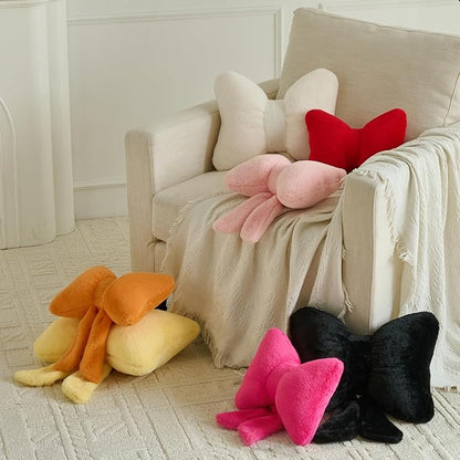 Xuyier Bow Pillows, Bow Shaped Decorative Throw Pillows for Couch Bed, Aesthetic Cute Home Decor Accent Pillows (Red, Small-12 Inches)