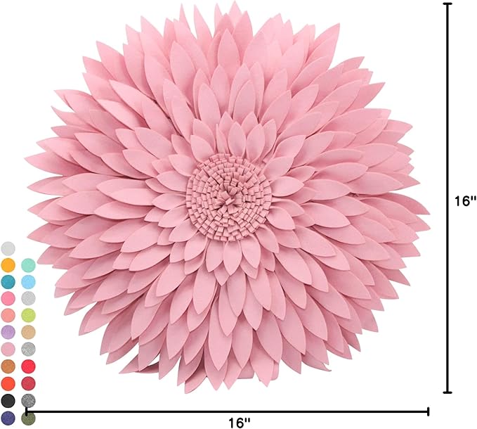 Contempo Lifestyles 3D Daisy Flower Pillow - Patented Design, Couch & Bed Decorative Pillow (18" Flower, 16" Pillow with Insert, Light Pink)
