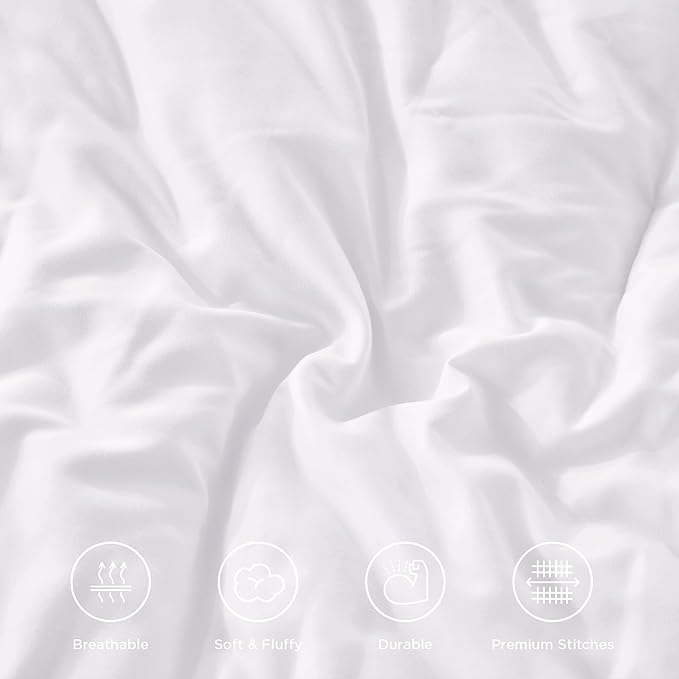 Andency Super King Ruffle Comforter Set, 3 Pieces Shabby Chic Farmhouse Bedding Set, Lightweight Soft Oversized King Comforter Set 120x120 for Girls Women (1 Comforter 2 Pillowcases), White