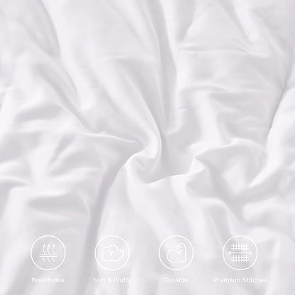 Andency Super King Ruffle Comforter Set, 3 Pieces Shabby Chic Farmhouse Bedding Set, Lightweight Soft Oversized King Comforter Set 120x120 for Girls Women (1 Comforter 2 Pillowcases), White