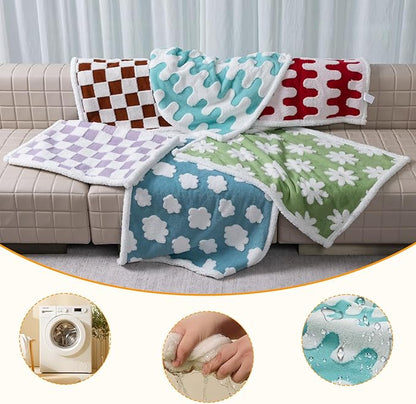 Waterproof Pet Blanket,Dog Bed Covers Couch Sofa Stylish Jacquard Pets Throw Blankets for Puppy Cats Washable Reversible Furniture Protection Covers (Blue Wave,S)