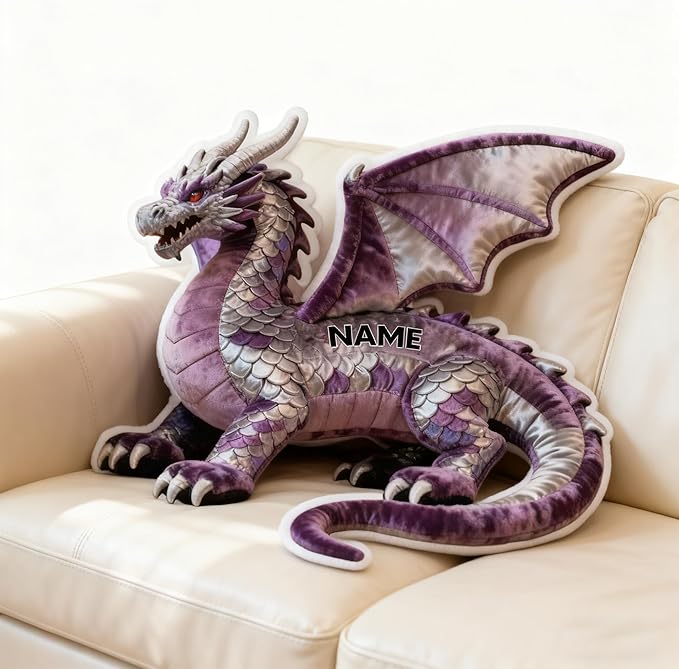 Custom Western Dragon Shaped Pillow Personalized Double-Sided Printed Cute Pillow Customized Christmas Party Commemorative Gift Sofa Decorative for Boys and Girls 8-32in