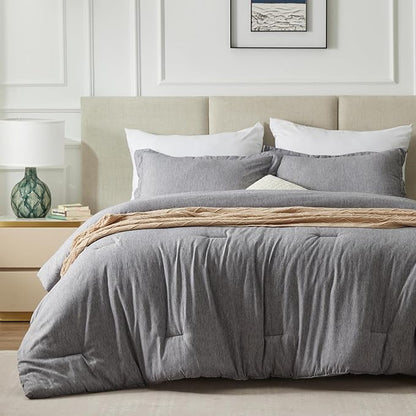 CozyLux Twin/Twin XL Comforter Set Dorm Bedding - 2 Pieces Grey Twin Extra Long Soft Luxury Cationic Dyeing Comforter for College, Gray Breathable Bed Sets with 1 Comforter and 1 Pillow Sham