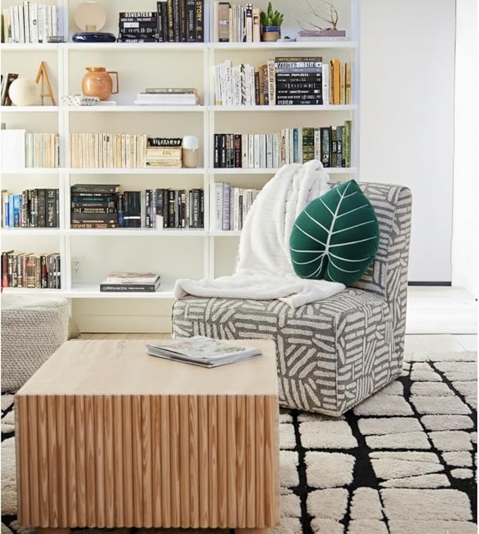 Green Philosophy Co. - Philodendron Gloriosum Leaf Pillow- Forest Green