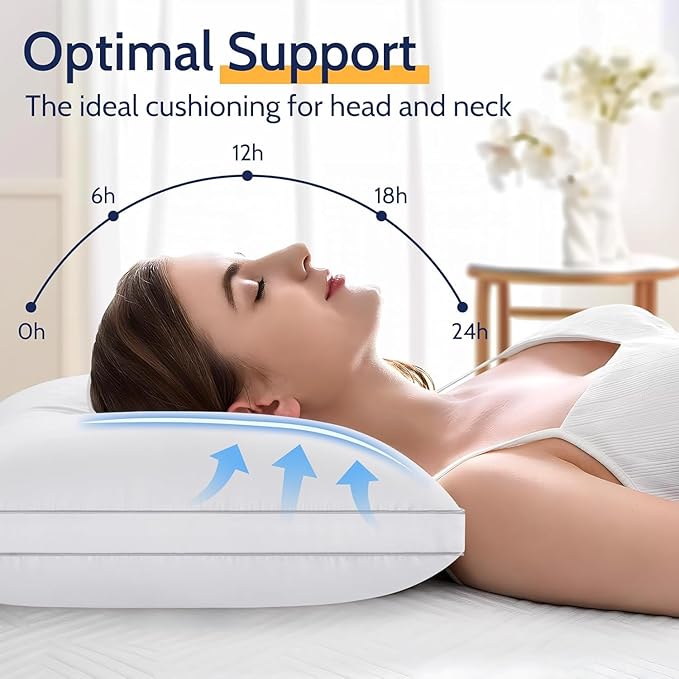Pillows Standard Size Set of 4,Gusseted Bed Pillows 4 Pack, Luxury Hotel Quality, Supportive Standard Pillows with Soft Down Alternative for Back Stomach Side Sleepers, Machine Washable
