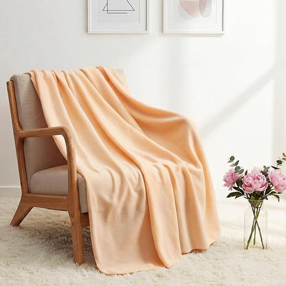 Kinlop Fleece Blanket Bulk 60 x 50 Inch Soft Lightweight Fleece Cozy Blanket Warm Throw Plush Pet Throw for Bed Couch Sofa Home Office Wedding Gifts Travel Camping(Light Orange)
